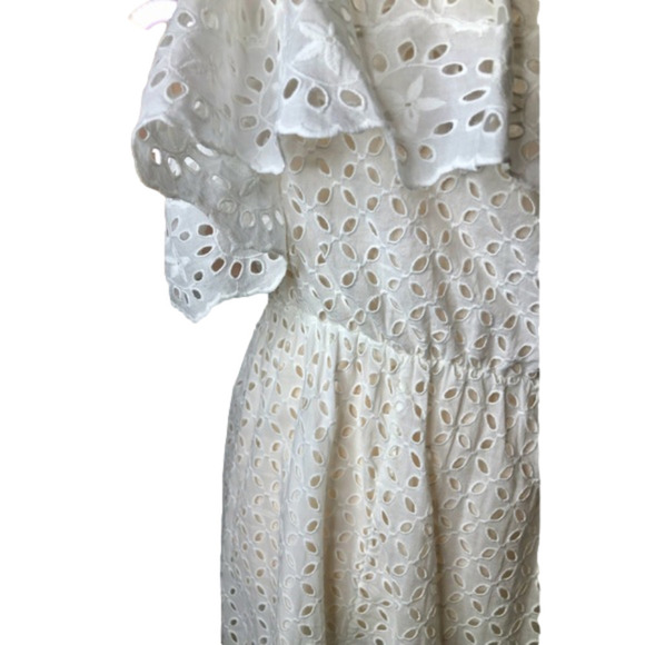 JOIE White Porcelain NWT Corynn Eyelet Dress Size Large - Picture 7 of 10